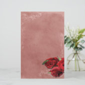 ヴィンテージ コーラル ローズ ウェディング 便箋 (スタンド正面)