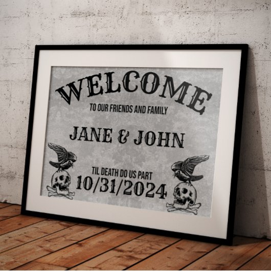 ヴィンテージ、ゴシックまたはハロウィン結婚の歓迎 ポスター