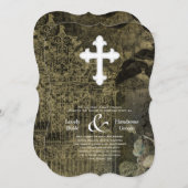 ヴィンテージ ゴシック キリスト教 ウェディング 招待状 (正面/裏面)