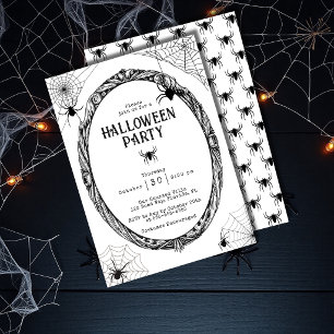 ヴィンテージ ゴシック クリーピー スパイダーウェブ ハロウィンパーティー 招待状