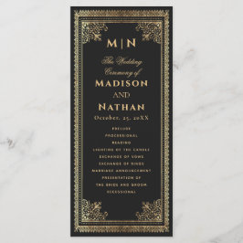 ヴィンテージ ゴシック ゴールド ビクトリアン ウェディング プログラム