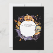 ヴィンテージ ゴシック スカル パープル オレンジ フラワー ゴス 招待状 (裏面)