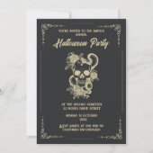ヴィンテージ ゴシック スプーキーハロウィン 招待状 (正面)