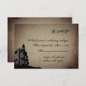 ヴィンテージ ゴシック ハウス ウェディング レスポンス カード (正面/裏面)