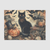 ヴィンテージ ゴシック ハロウィン 黒猫 薄葉紙 (正面)