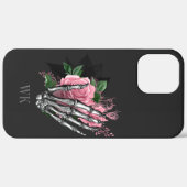 ヴィンテージ ゴシック ピンクのバラ 骸骨 モノグラム Case-Mate iPhoneケース (裏面 (横))