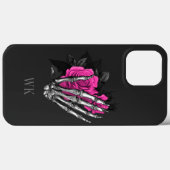 ヴィンテージ ゴシック ピンク ローズ スケルトン モノグラム Case-Mate iPhoneケース (裏面 (横))