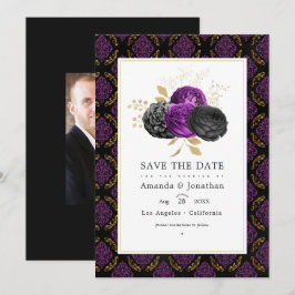 ヴィンテージ ゴシック フラワー ウェディング フォト セーブザデート