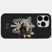 ヴィンテージ ゴシック ブラック ゴールド フラワー スケルトン Case-Mate iPhoneケース (裏面 (横))
