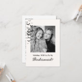 ヴィンテージ ゴシック ブラック バット ブライズメイド フォト カード (正面/裏面インサイチュ)