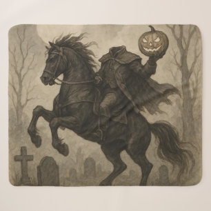 ヴィンテージ ゴシック ヘッドレスホースマン ハロウィン 秋 シェルパブランケット