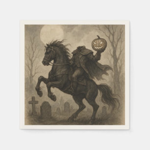ヴィンテージ ゴシック ヘッドレスホースマン ハロウィン 秋 スタンダードカクテルナプキン