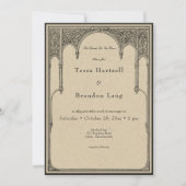 ヴィンテージ ゴシック メディアバル ライン アーチ ボーダー ウェディング 招待状 (正面)
