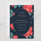 ヴィンテージ ゴシック レッド ローズ ウェディング インビテーション (正面)