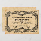 ヴィンテージ ゴシック 卒業式 招待状 (正面/裏面)