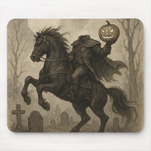ヴィンテージ ゴシック 無頭騎士 ハロウィン 秋 マウスパッド (正面)