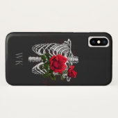 ヴィンテージ ゴシック 赤いバラ 骸骨 モノグラム Case-Mate iPhoneケース (裏面(横))