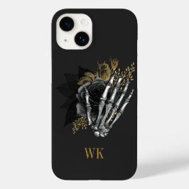 ヴィンテージ ゴシック 黒と金の花のスケルトン Case-Mate iPhone 14ケース