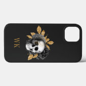 ヴィンテージ ゴシック 黒と金 花柄 ドクロ Case-Mate iPhoneケース (裏面 (横))