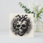 ヴィンテージ ゴス スカル ハート バレンタイン レトロ ホラー カード (スタンド正面)