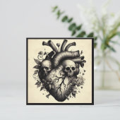 ヴィンテージ ゴス スカル ハート バレンタイン レトロ ホラー カード (スタンド正面)