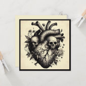 ヴィンテージ ゴス スカル ハート バレンタイン レトロ ホラー カード (正面/裏面インサイチュ)