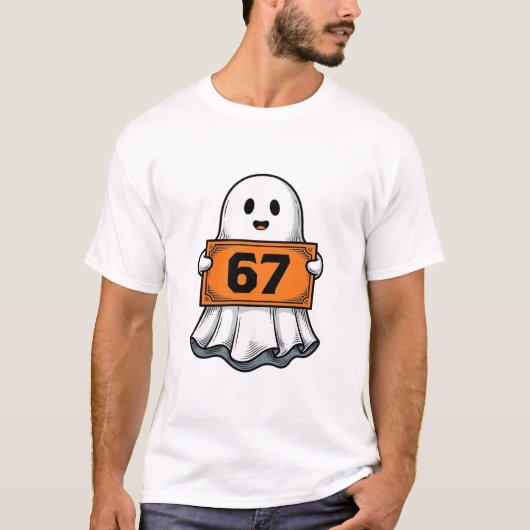 ヴィンテージ ゴースト ナンバー67 ハロウィン Tシャツ デザイン_1 (正面)