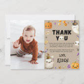 ヴィンテージ ゴースト バースデー フォト ありがとうカード サンキューカード (正面)