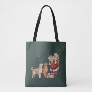 ヴィンテージ ゴールデンレトリバー サンタ クリスマス 犬好きママ トートバッグ