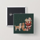 ヴィンテージ ゴールデンレトリバー サンタ クリスマス 犬好き 母 缶バッジ (正面&裏面)