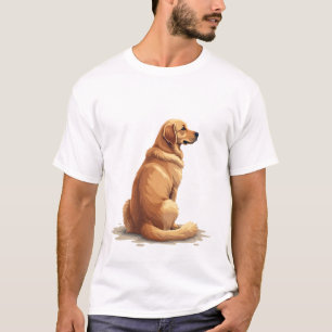 ヴィンテージ ゴールデンレトリバー 後ろ姿 犬好き イラスト Tシャツ