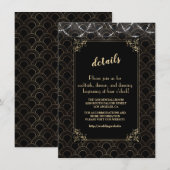 ヴィンテージ ゴールド アールデコ フルールドリス ウェディング ディテール 招待状 (正面/裏面)