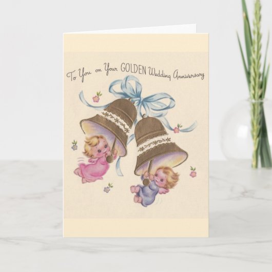 ヴィンテージ ゴールド ウェディング アニバーサリー カード (正面)