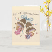 ヴィンテージ ゴールド ウェディング アニバーサリー カード (黄色い花)