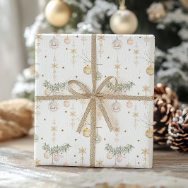 ヴィンテージ ゴールド クリスマス オーナメント ラッピングペーパー