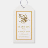 ヴィンテージ ゴールド グリッター バタフライ ウェディング ギフトタグ (正面)