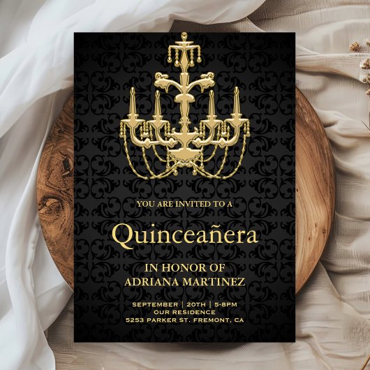 ヴィンテージ ゴールド シャンデリア 15歳の誕生日 クイーンセニョーラ 招待状