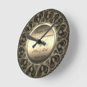 ヴィンテージ ゴールド ハート 50周年 結婚記念日 ラウンド壁時計 (傾斜)