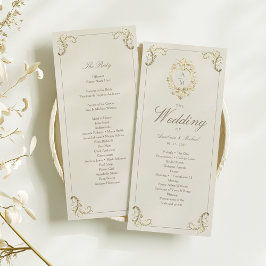 ヴィンテージ ゴールド バロック 結婚式プログラム カード