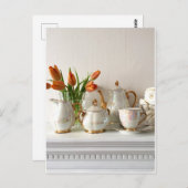 ヴィンテージ ゴールド ラストア サンセット ティー ポストカード (正面/裏面)