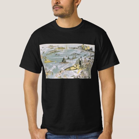 ヴィンテージ サイエンスフィクション 空想の自動車、タクシー Tシャツ (正面)