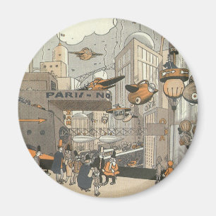 ヴィンテージ サイエンスフィクション 都市 パリ スチームパンク マグネット