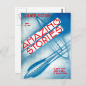 ヴィンテージ サイエンス フィクション アート ロケット船 ポストカード (正面/裏面)