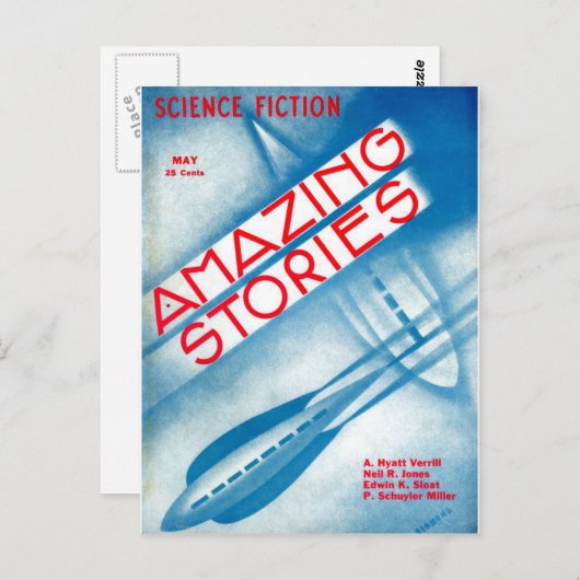 ヴィンテージ サイエンス フィクション アート ロケット船 ポストカード (正面/裏面)