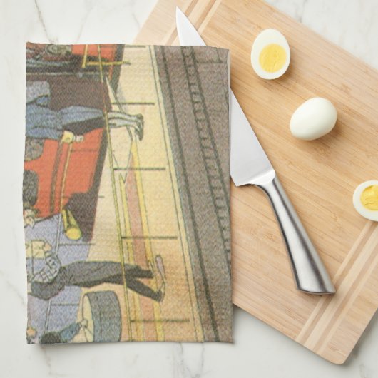 ヴィンテージ サイエンス フィクション エアプレーン ヘリコプター リモ キッチンタオル (四つ折り)