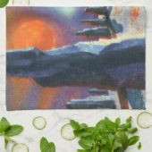 ヴィンテージ サイエンス フィクション エイリアンのいる外国惑星 キッチンタオル (折り畳み)