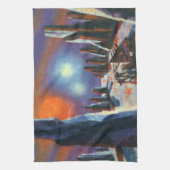 ヴィンテージ サイエンス フィクション エイリアンのいる外国惑星 キッチンタオル (縦)