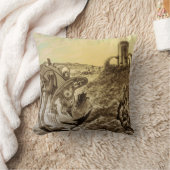 ヴィンテージ サイエンス フィクション エイリアンの惑星建設 クッション (ブランケット)