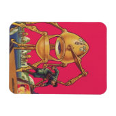 ヴィンテージ サイエンス フィクション エイリアン ロボットが男を捕獲 マグネット (横)