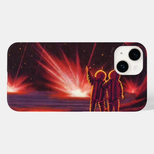 ヴィンテージ サイエンス フィクション エイリアン 赤い惑星 爆発 Case-Mate iPhoneケース (裏面 (横))